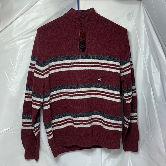 Men’s Chaps Lead Table Red Twist Quarter Zip Sweater Size XXL NWT - Picture 2 of 5